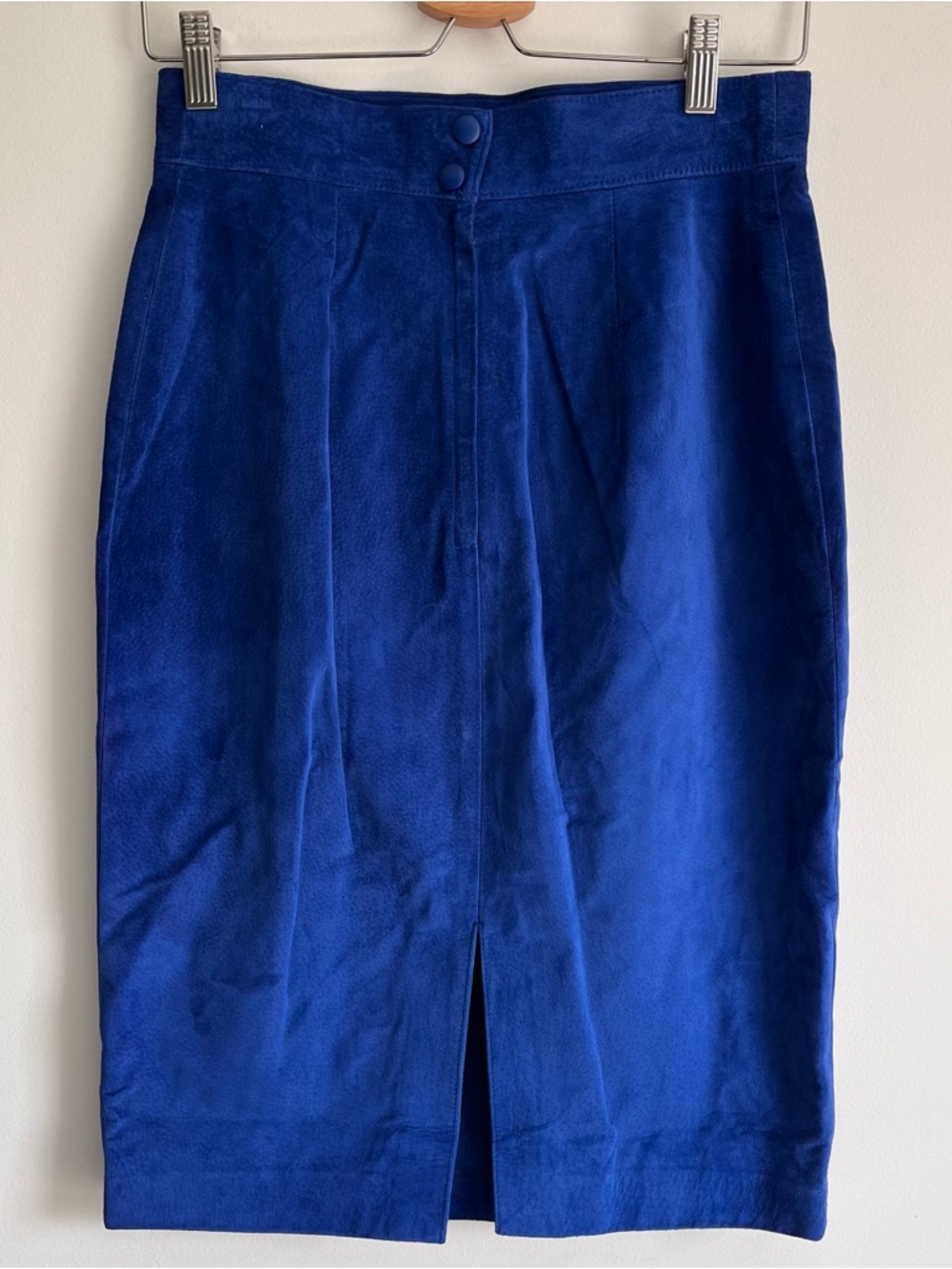 Danier Vintage Blue Suede Pencil Skirt - Picture 4 of 6
